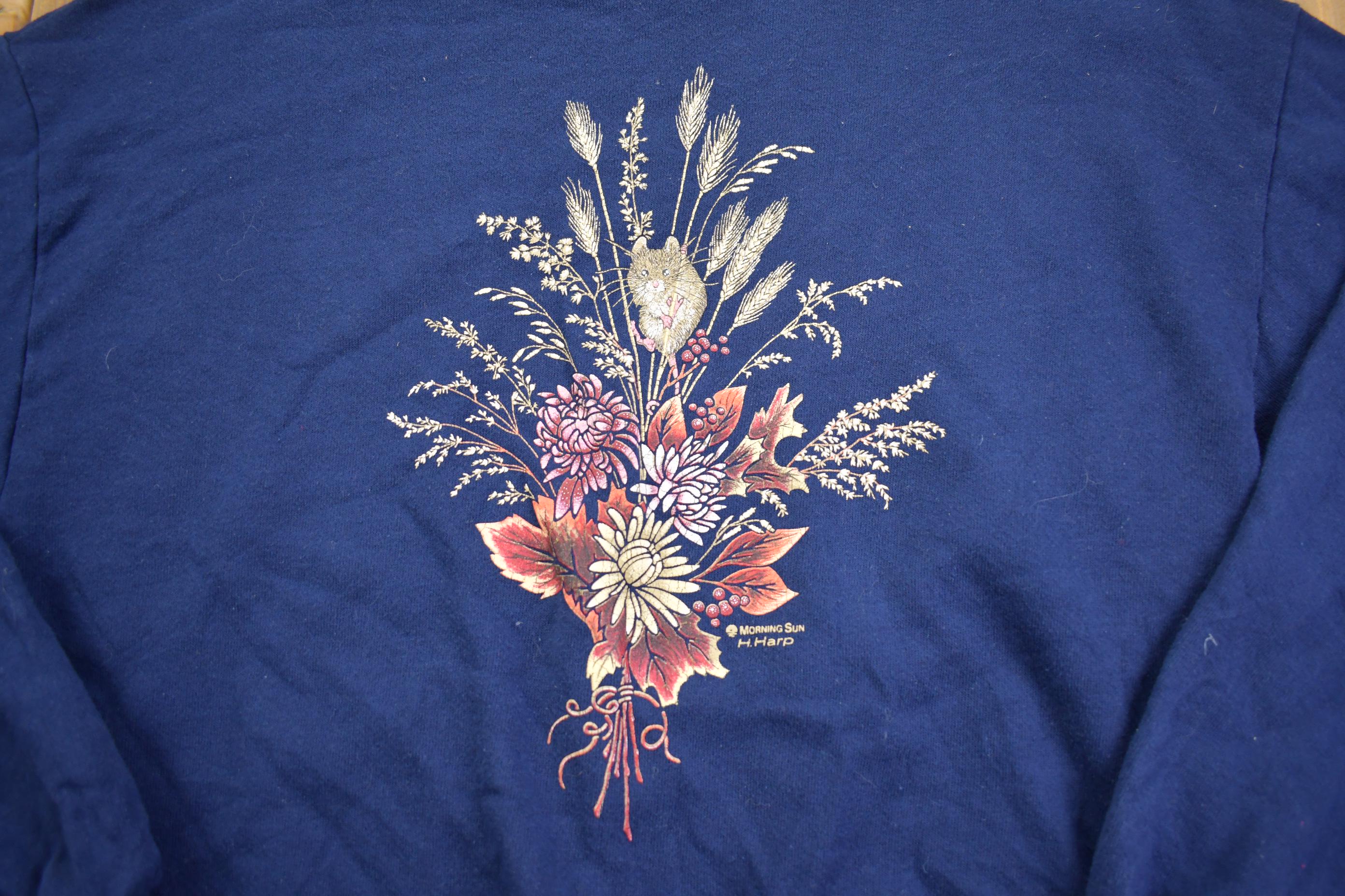 Vintage 1990s Morning Sun Flower Crewneck Sweatshirt Made In USA