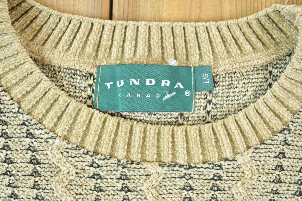 Vintage 1990s Tundra Canada Knit Abstract Pattern Crewneck Sweater Made In Canada
