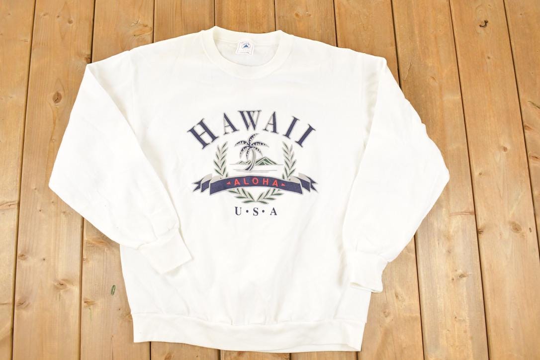 Vintage 1990s Aloha Hawaii USA Crewneck Sweatshirt Men's L
