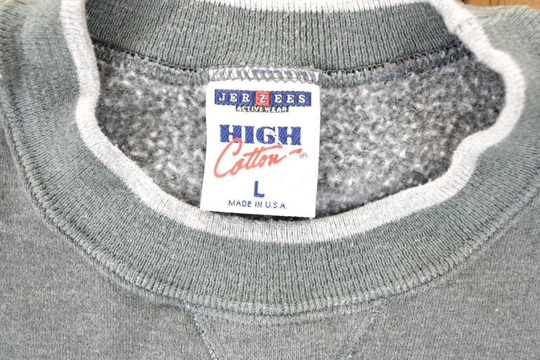 Vintage 1990s Jerzees High Cotton Blank Grey Heavyweight Crewneck Sweatshirt Men's L