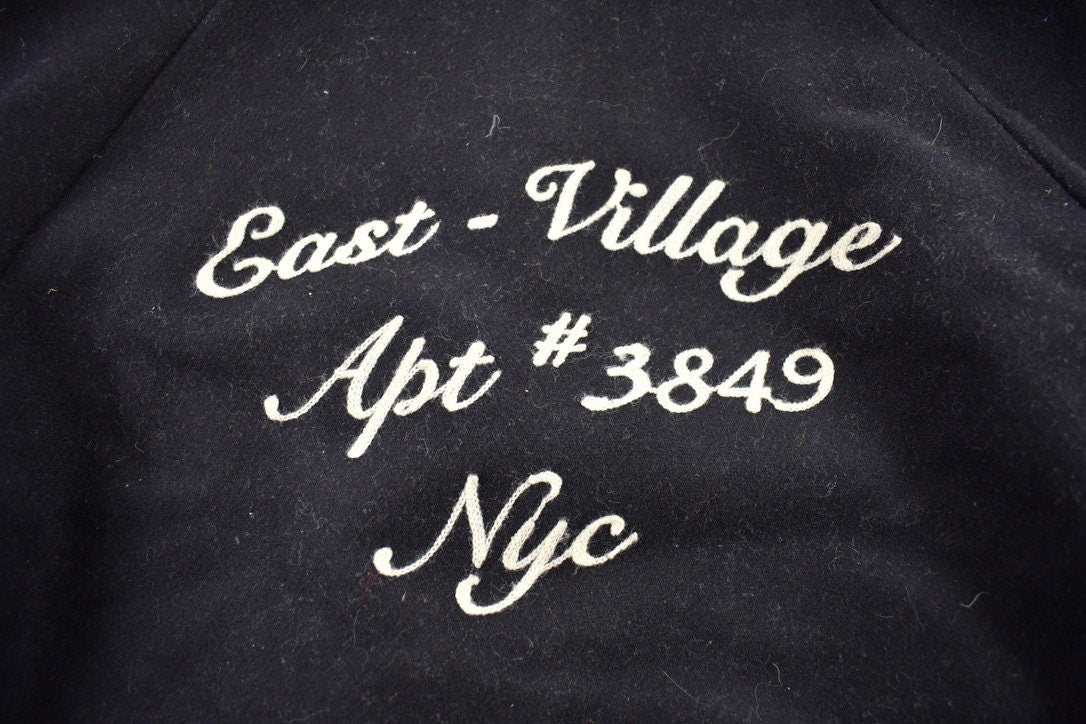 Vintage 1980s East Village NYC Letterman Jacket / Embroidered / Varsity Jacket / Sportswear / Americana