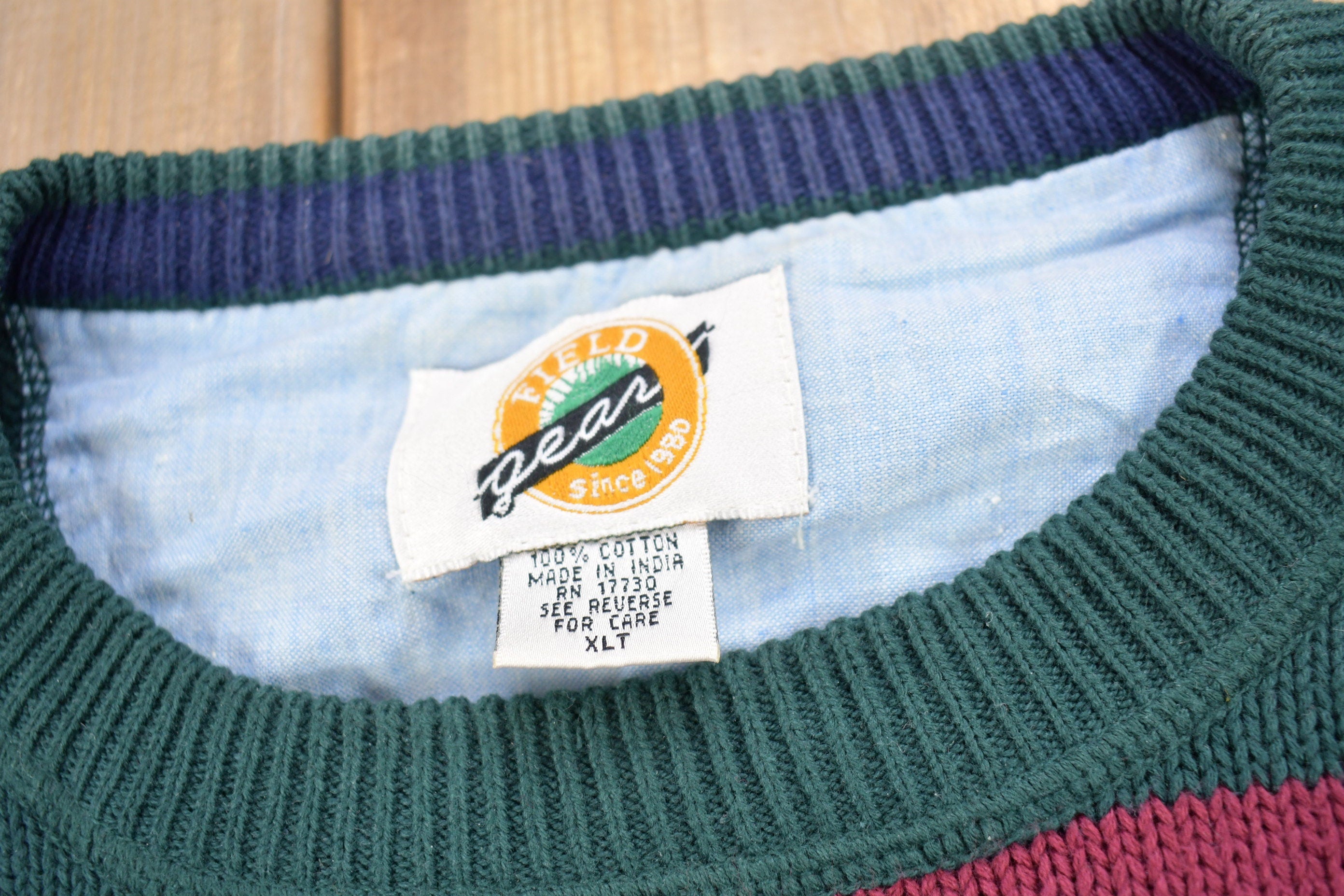 Vintage 1990s Field Gear Striped Knitted Crewneck Sweater