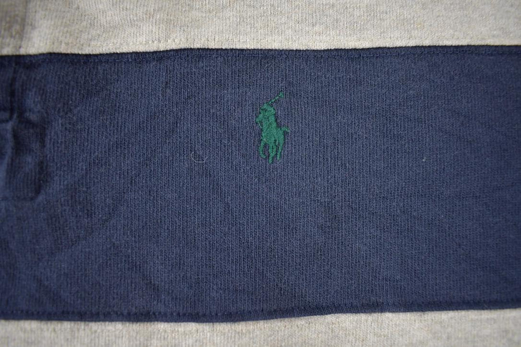 Vintage 1990s Polo By Ralph Lauren Embroidered Small Pony Striped Rugby Sweater Size M