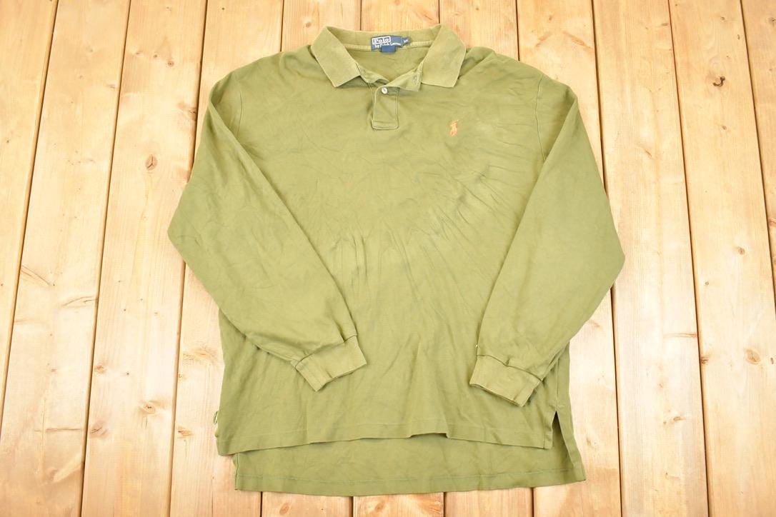 Vintage 1990s Polo By Ralph Lauren Orange Horse Quarter Button Up Shirt Men's L