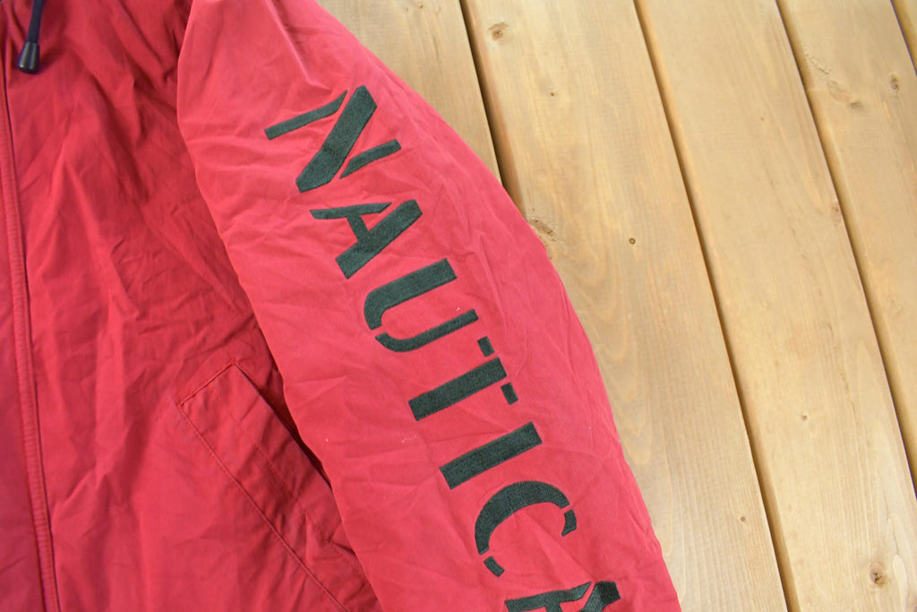 Vintage 1990s Nautica Navigation Reversible Fleece Jacket Men's Medium/ Embroidered Logo / Athletic Winter Sailing / Streetwear