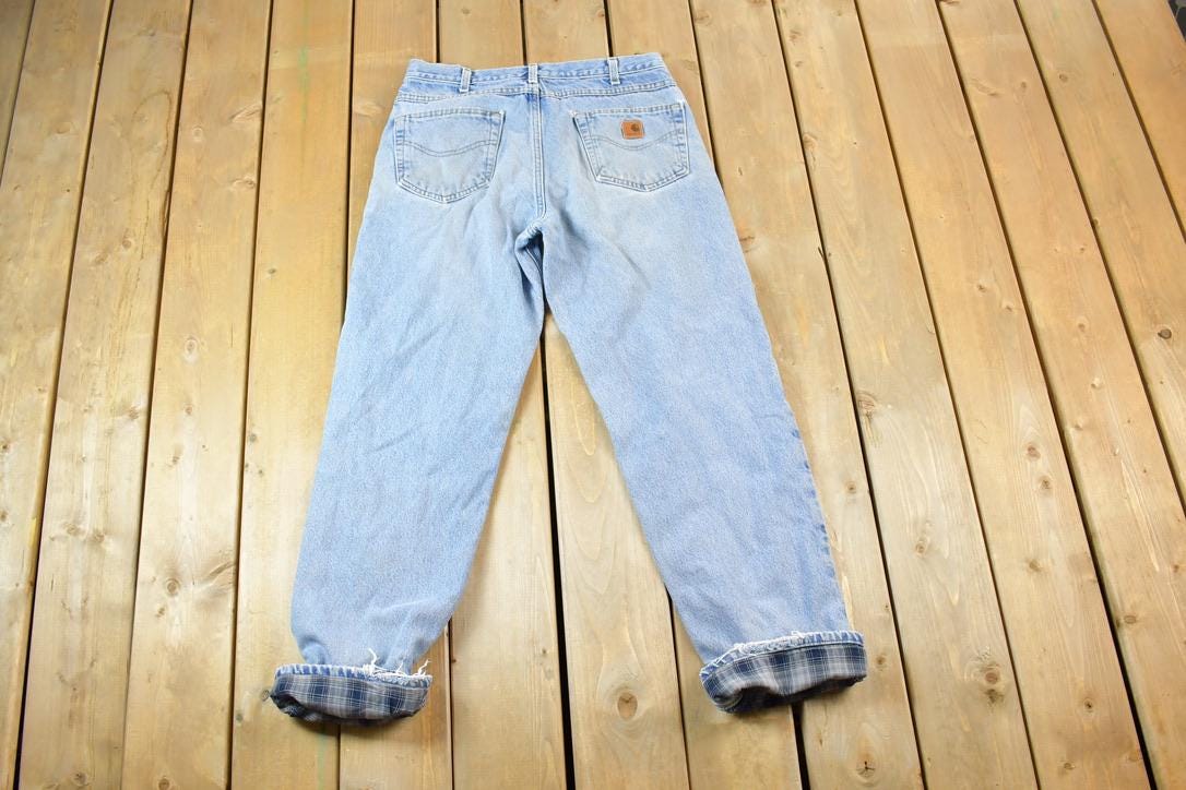 Vintage 1990s Carhartt Denim Lined Work Jeans Size 34 x 34