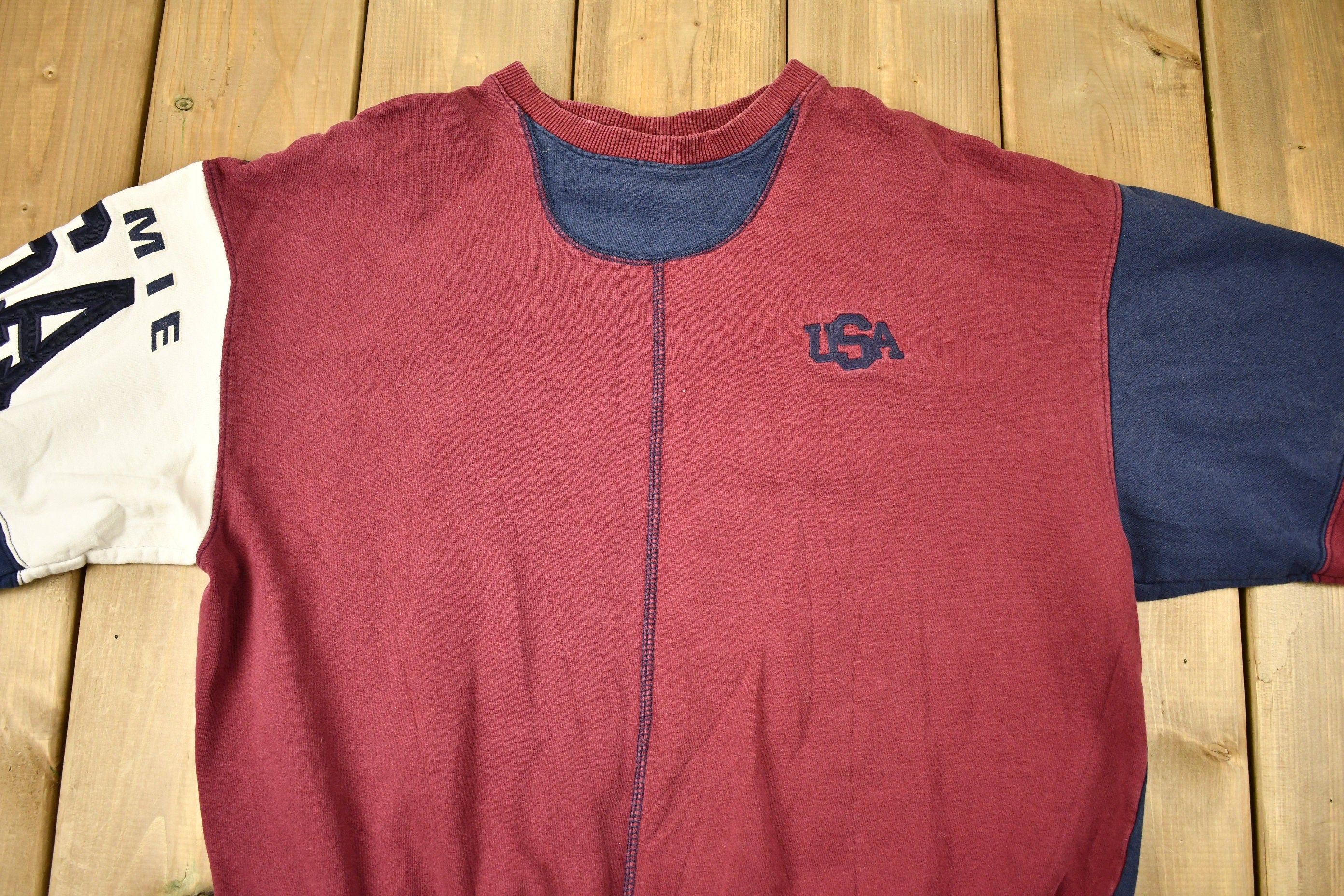 Vintage 1990s GiMmie USA Color Block Crewneck Sweatshirt