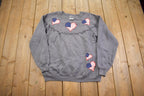 Vintage 1990s Hanes Embroidered USA Hearts Crewneck Sweater Made In USA - XL