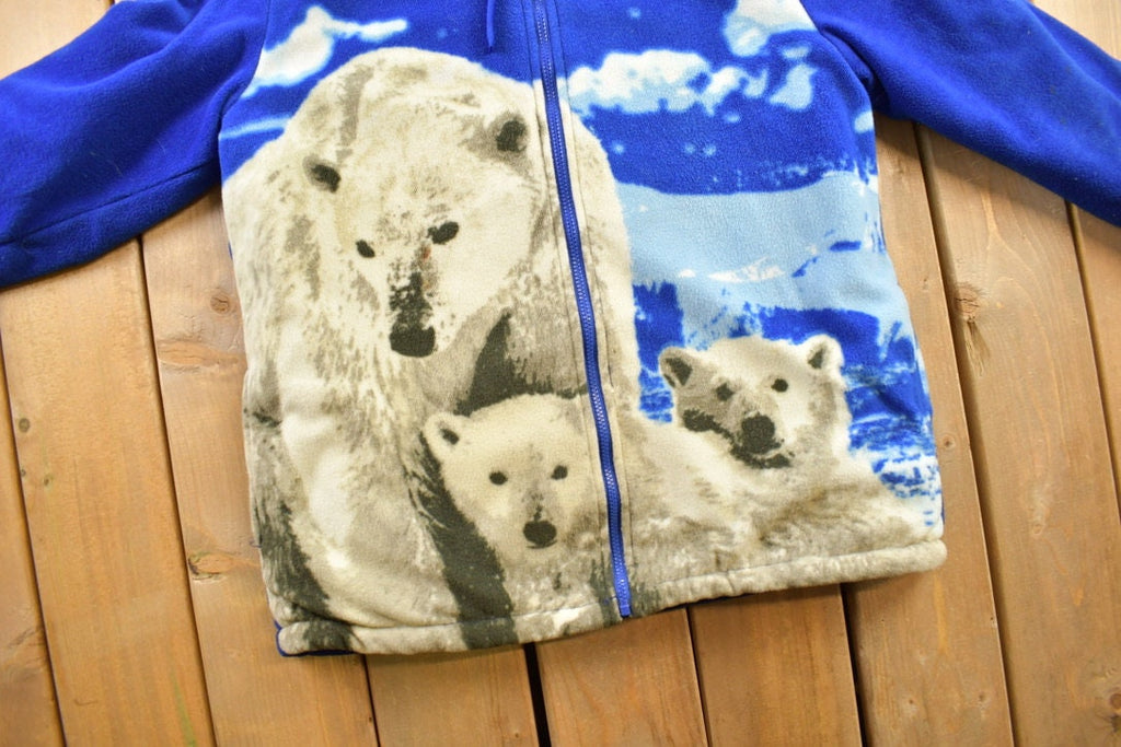 Vintage 1990s Winter Theme Polar Bear Graphic Fleece Sweater