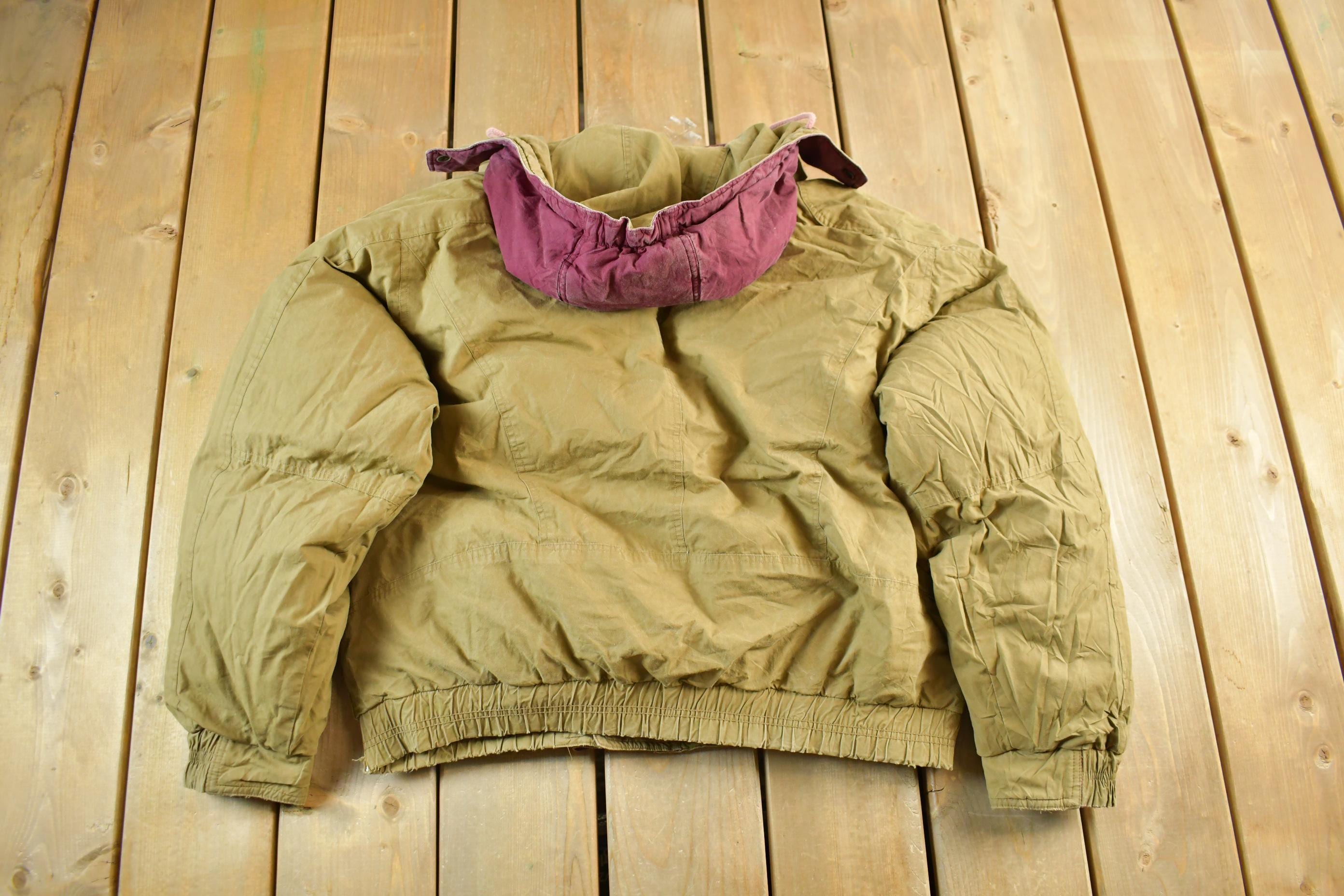 Vintage 1990s Trail Designs Reversible Down Puffer Jacket Men's Short Large  90s Coat  Outdoor  Winter  Insulated