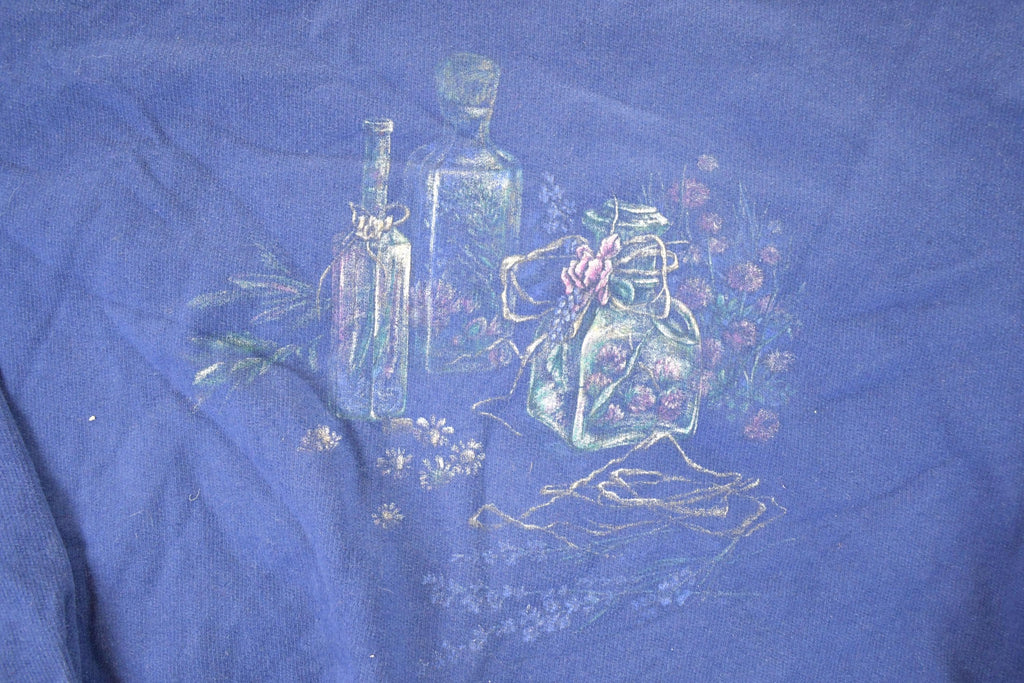 Vintage 1990s Northern Reflections Flower Glass Cute Cartoon Crewneck Sweatshirt Women's L