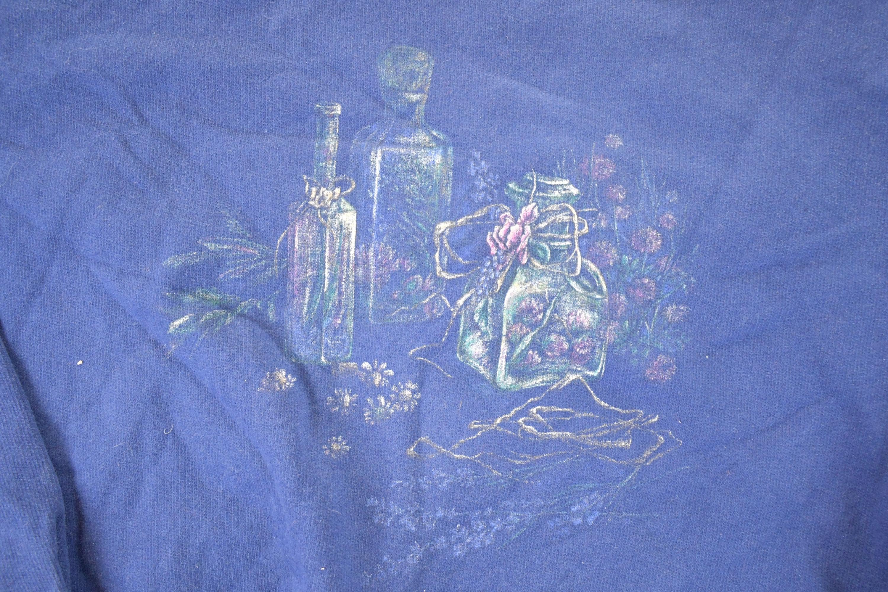 Vintage 1990s Northern Reflections Flower Glass Cute Cartoon Crewneck Sweatshirt Women's L