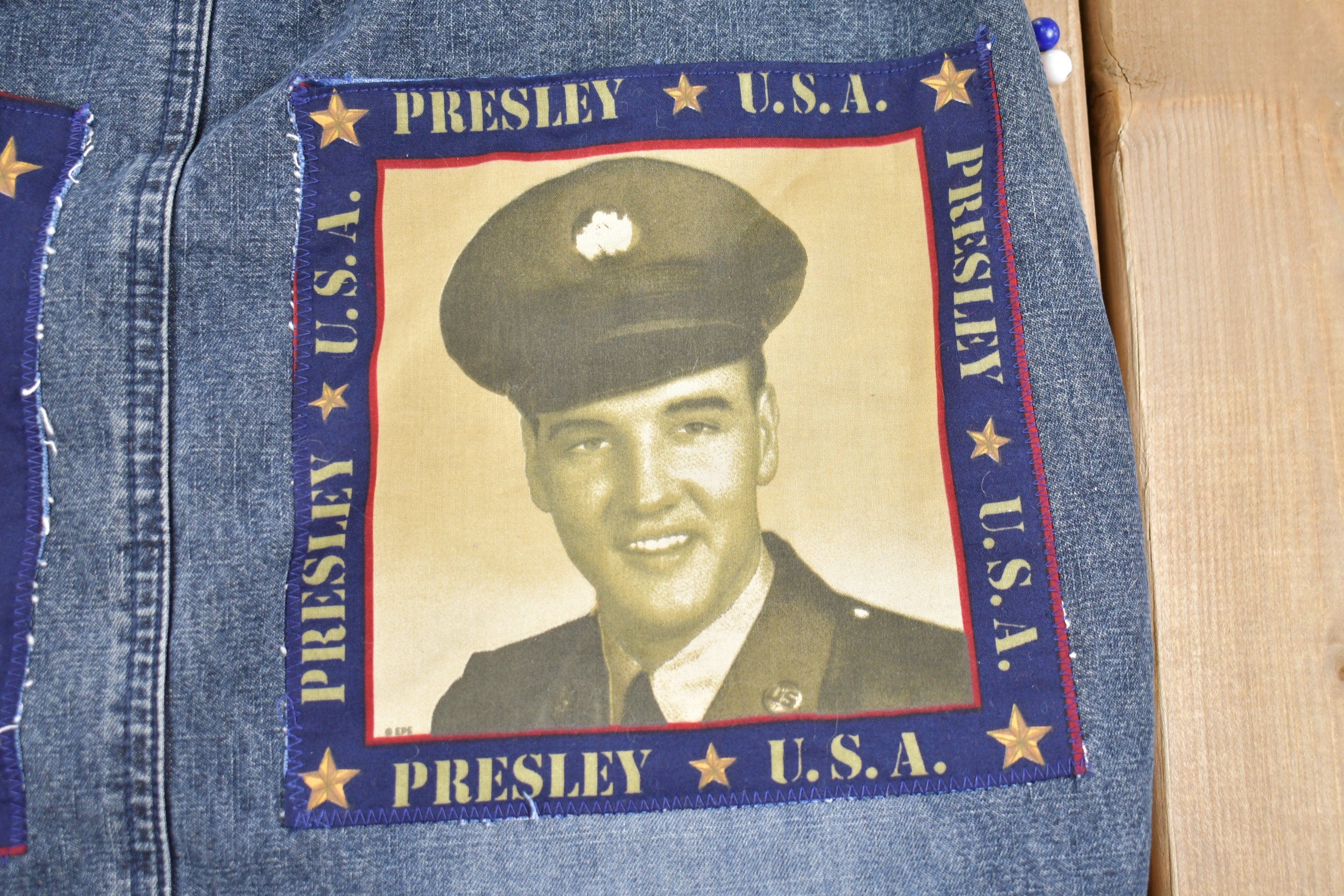 Vintage 1990s Custom Denim Elvis Presley Bag /
