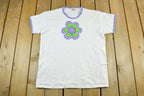 Vintage 1990s Floral Girl Games Graphic Ringer T-Shirt Women's XL