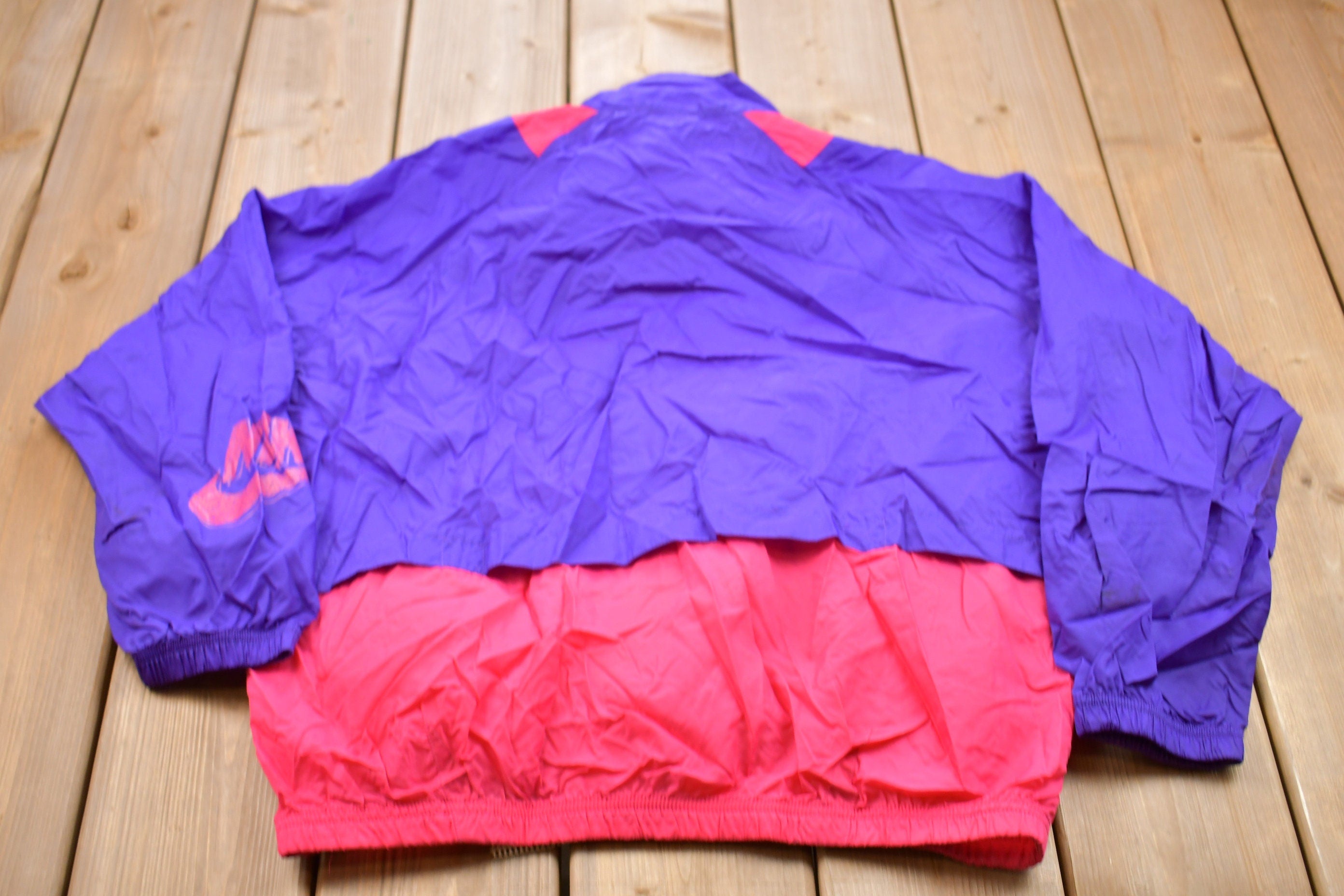 Vintage 1990s Women’s Nike Mini Swoosh Color Block Windbreaker Jacket