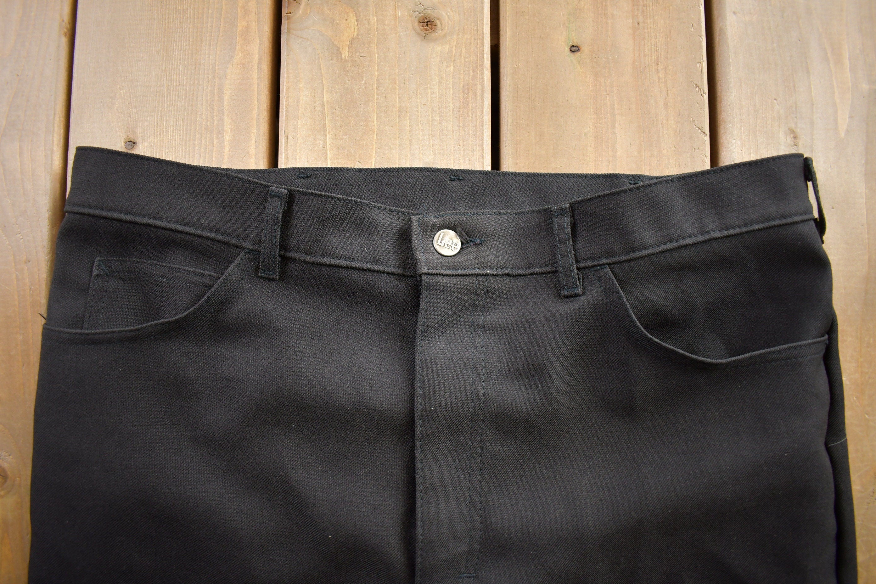 Vintage 1980s Lee Black Slacks Made In USA Size 38x32