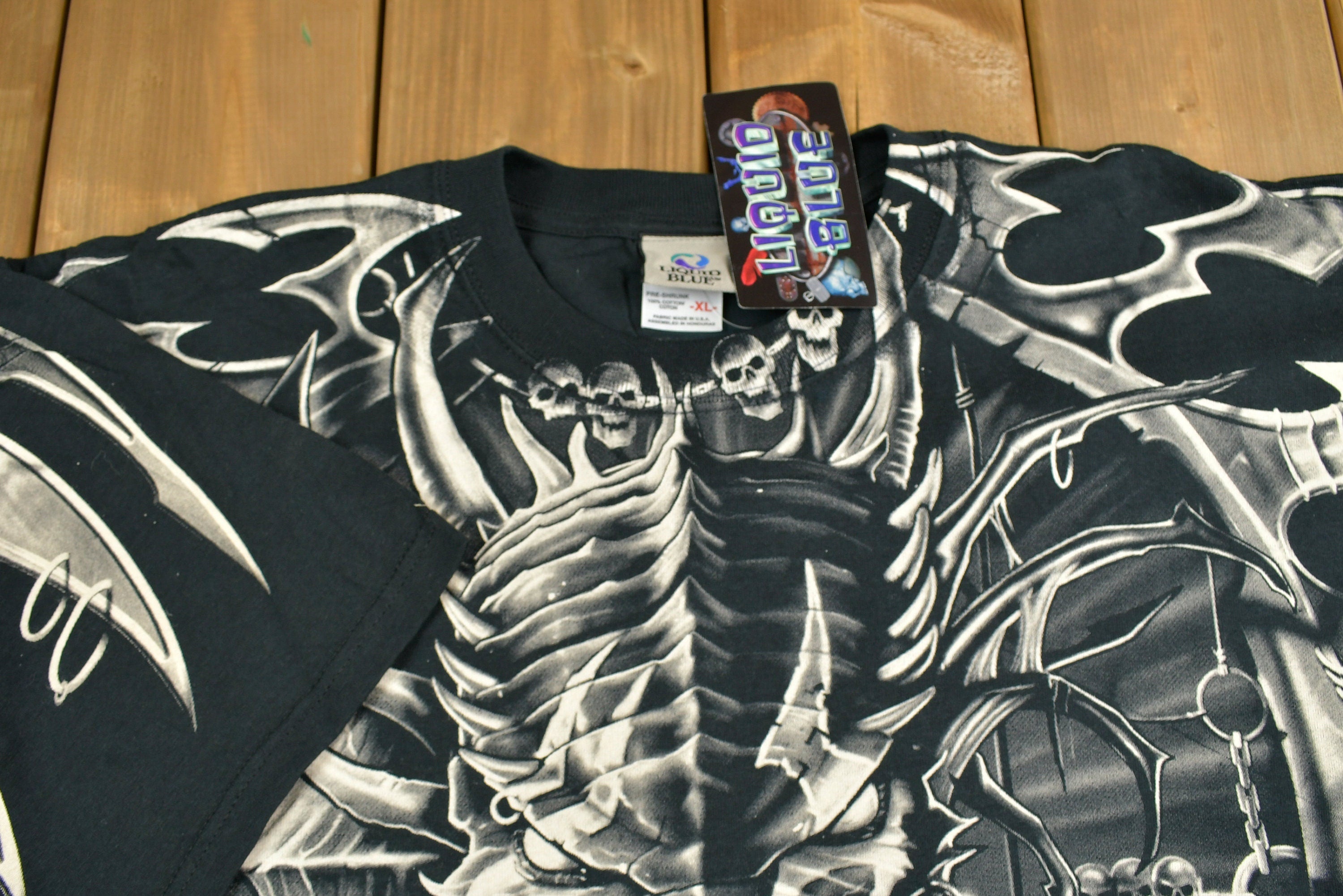 Vintage 2001 Deadstock Liquid Blue Dragon All Over Print T-Shirt
