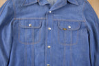 Vintage 1970s Lee Western Style Pearl Snap Button Up Denim Shirt Made in USA Size L