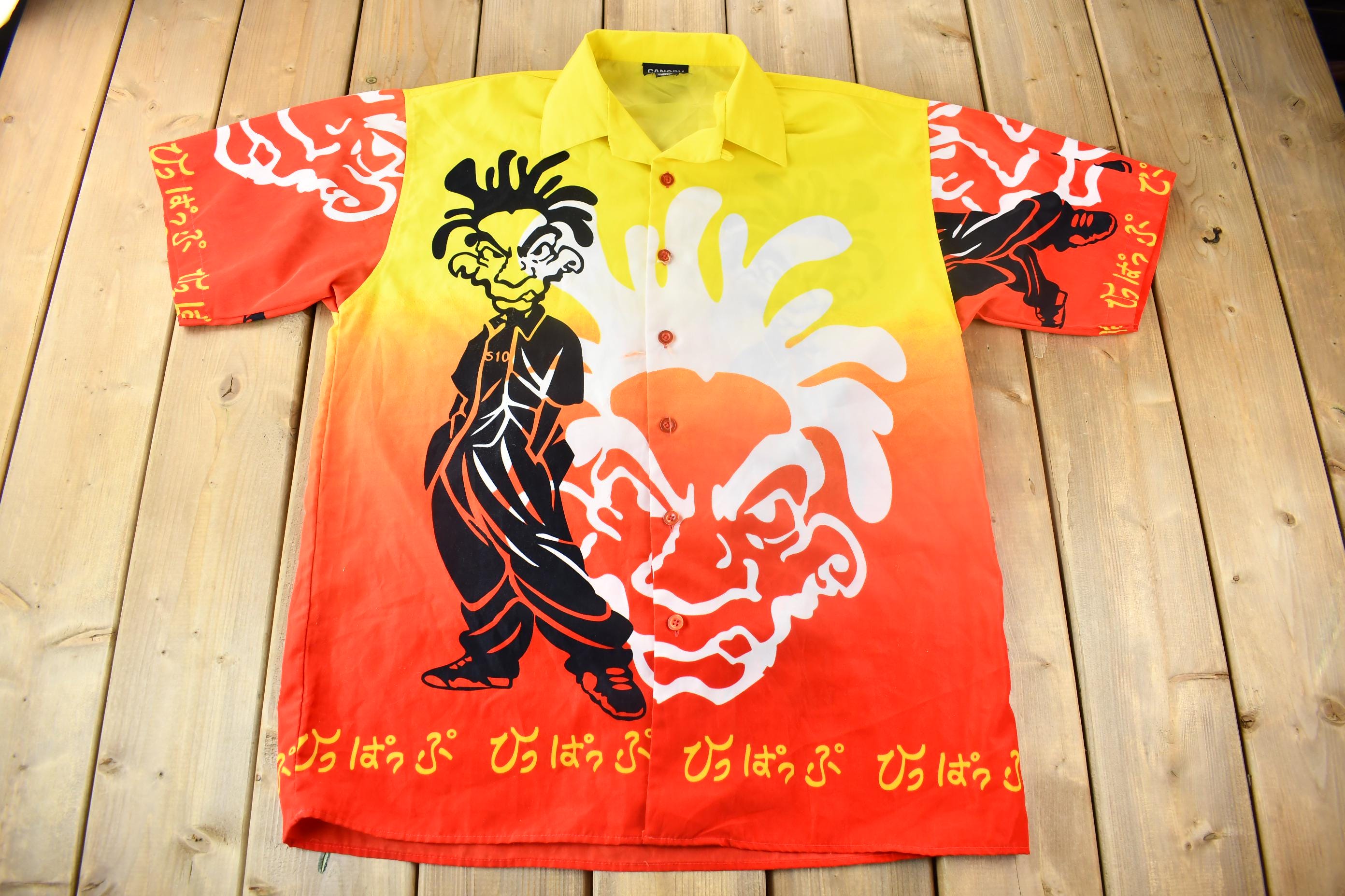 Vintage 1990s Canopy All Over Print Hip Hop Style Button Up Shirt