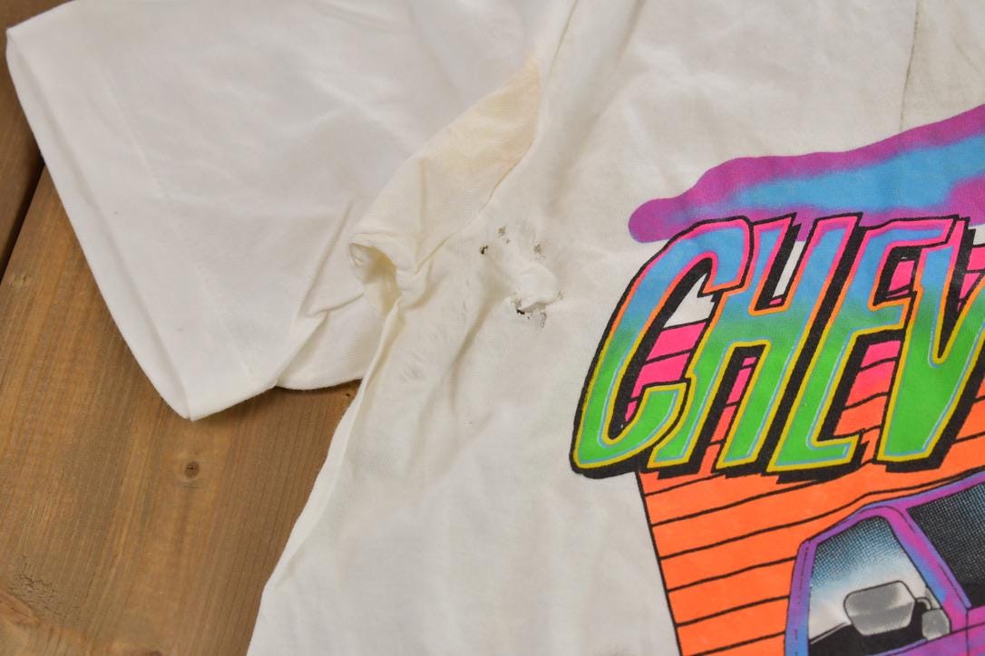 Vintage 1990s Neon Graphic Chevy Sport T-Shirt / 90s / Vintage Streetwear / Graphic T-Shirt / Single Stitch / Made In USA