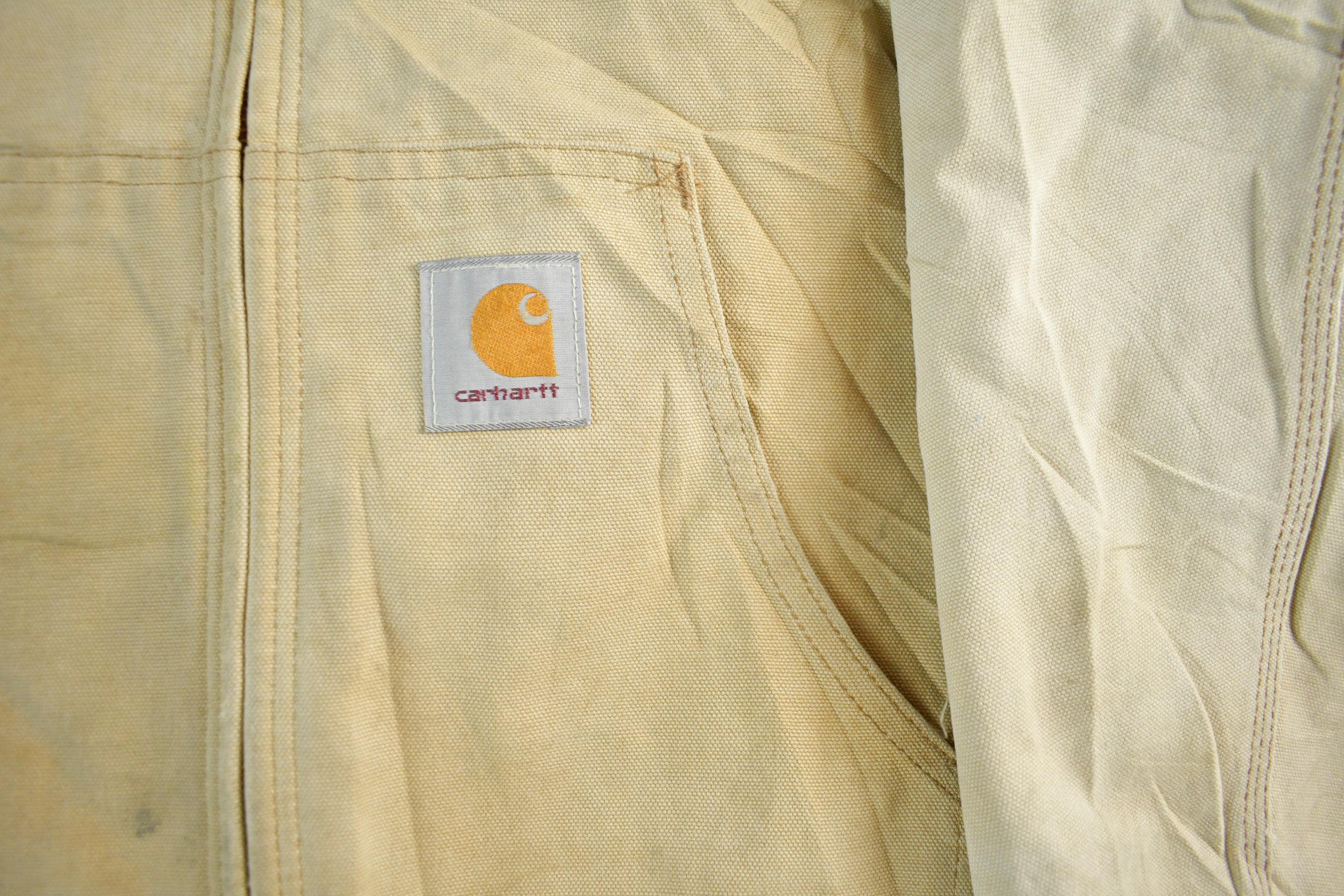 Vintage 1980s Sun Faded Carhartt Canvas Hooded Jacket Men's XL