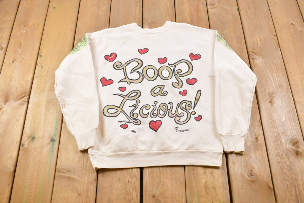 Vintage 1990s Betty Boop " You Go Girl" All Over Print Crewneck Sweatshirt Made in USA / 90s Crewneck / Rare Vintage Fruit Of The Loom