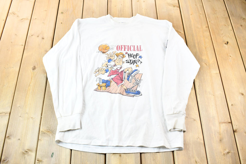 Vintage 1990s Humeur Design Official Hoop Star Basketball Long Sleeve Graphic T-Shirt