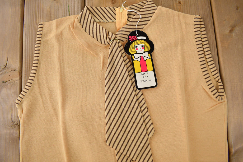 True Vintage 1960s Deadstock Helen Sue Sleeveless Blouse With Tie Made In Japan