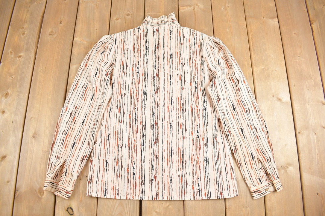Vintage 1980s Ruffle Collar Button Up Shirt