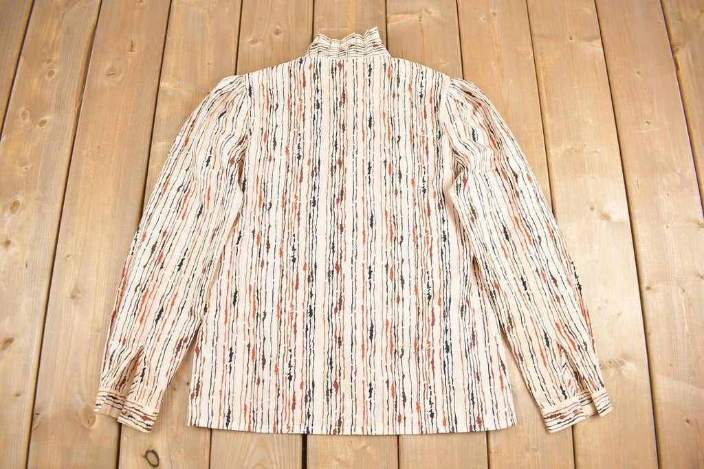 Vintage 1980s Ruffle Collar Button Up Shirt