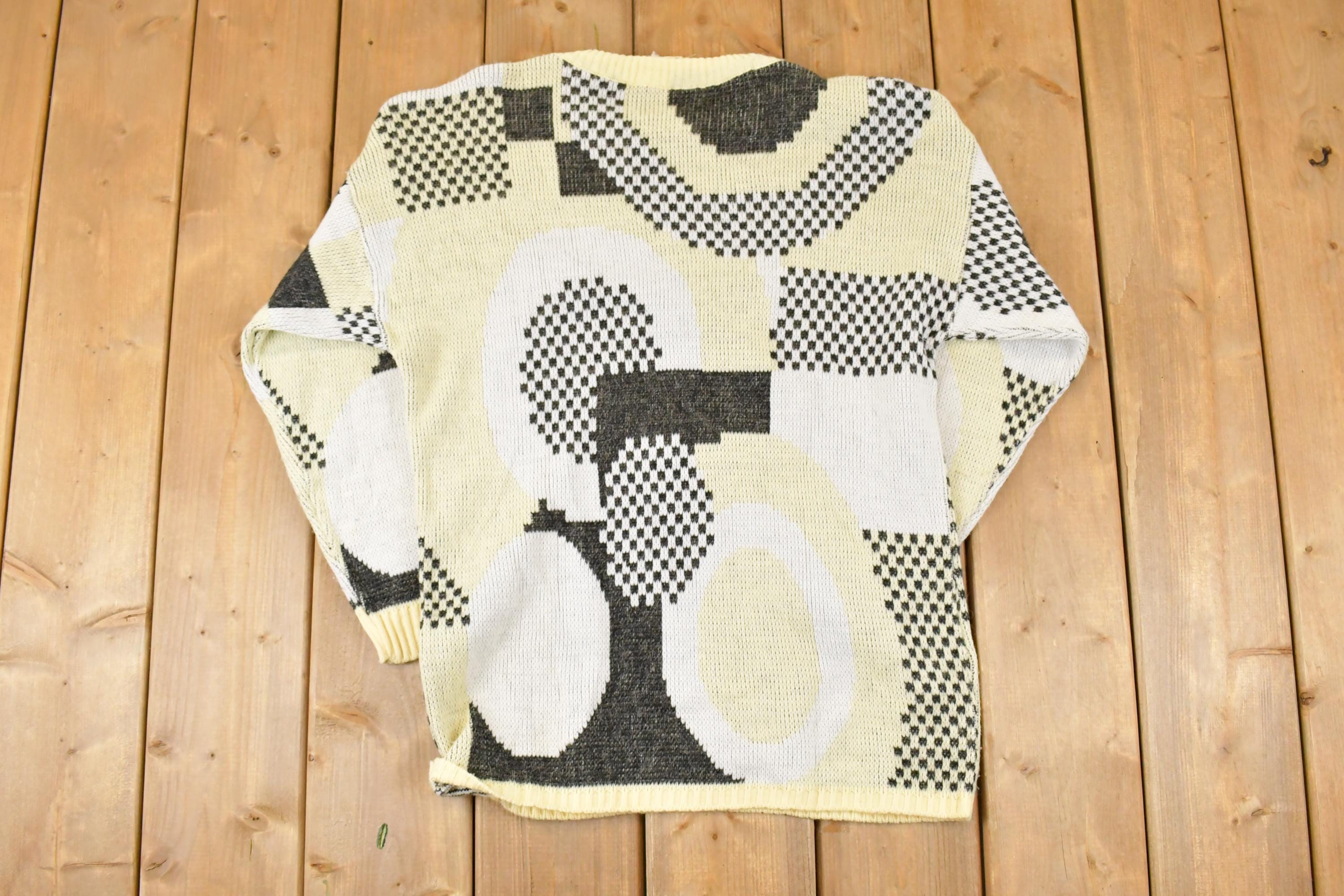 Vintage 1980s Carlcom Abstract Knit Crewneck Sweater Womens M