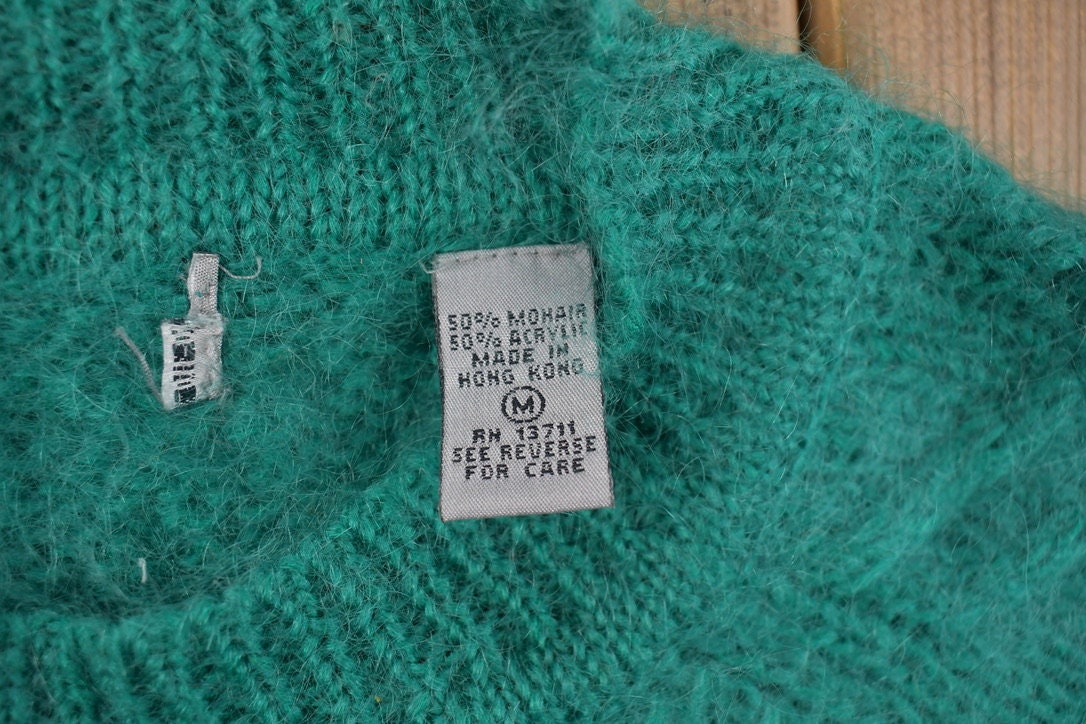 Vintage 1980s Mohair Cable Knit Crewneck Sweater