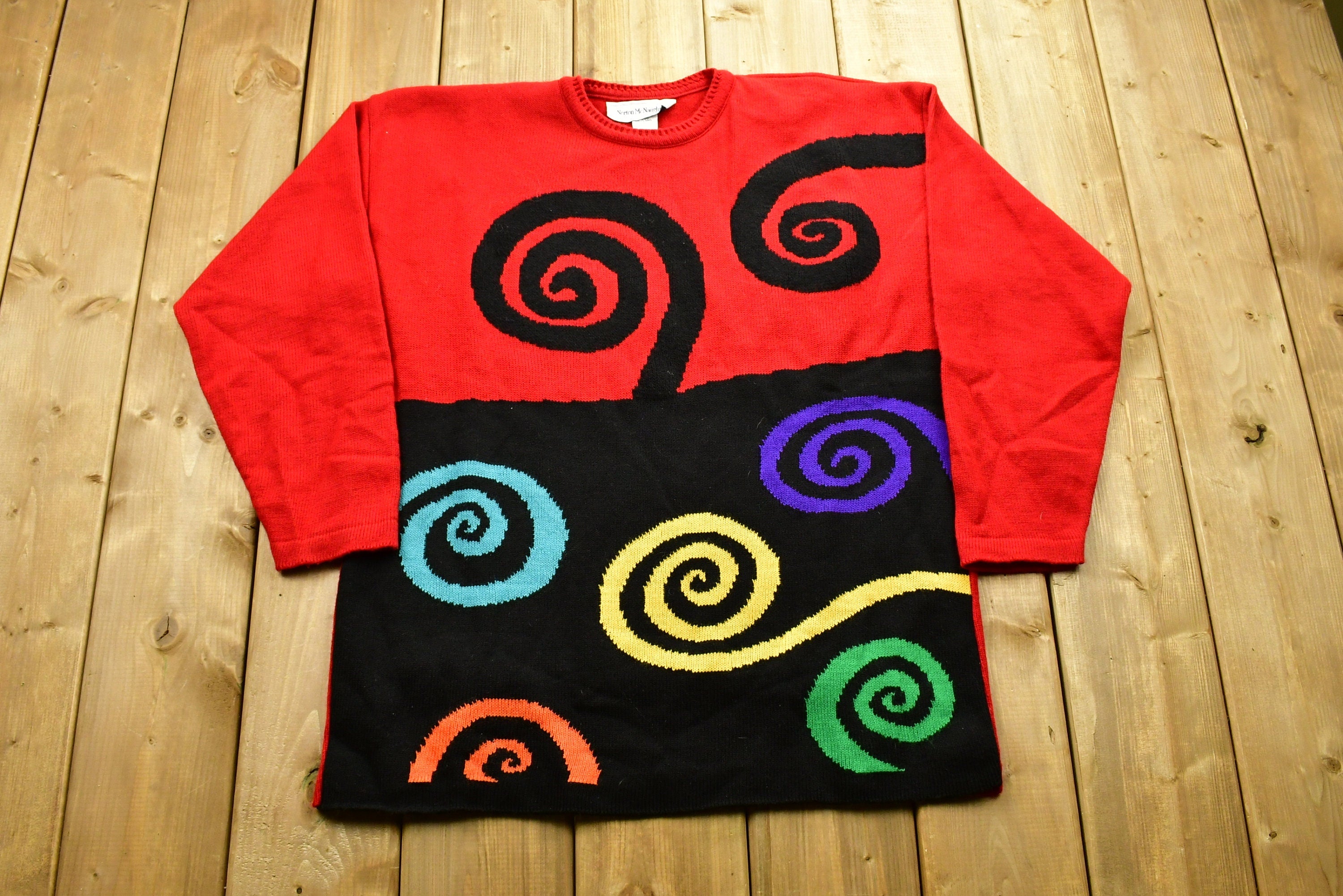 Vintage Abstract Spiral Knitted Sweater