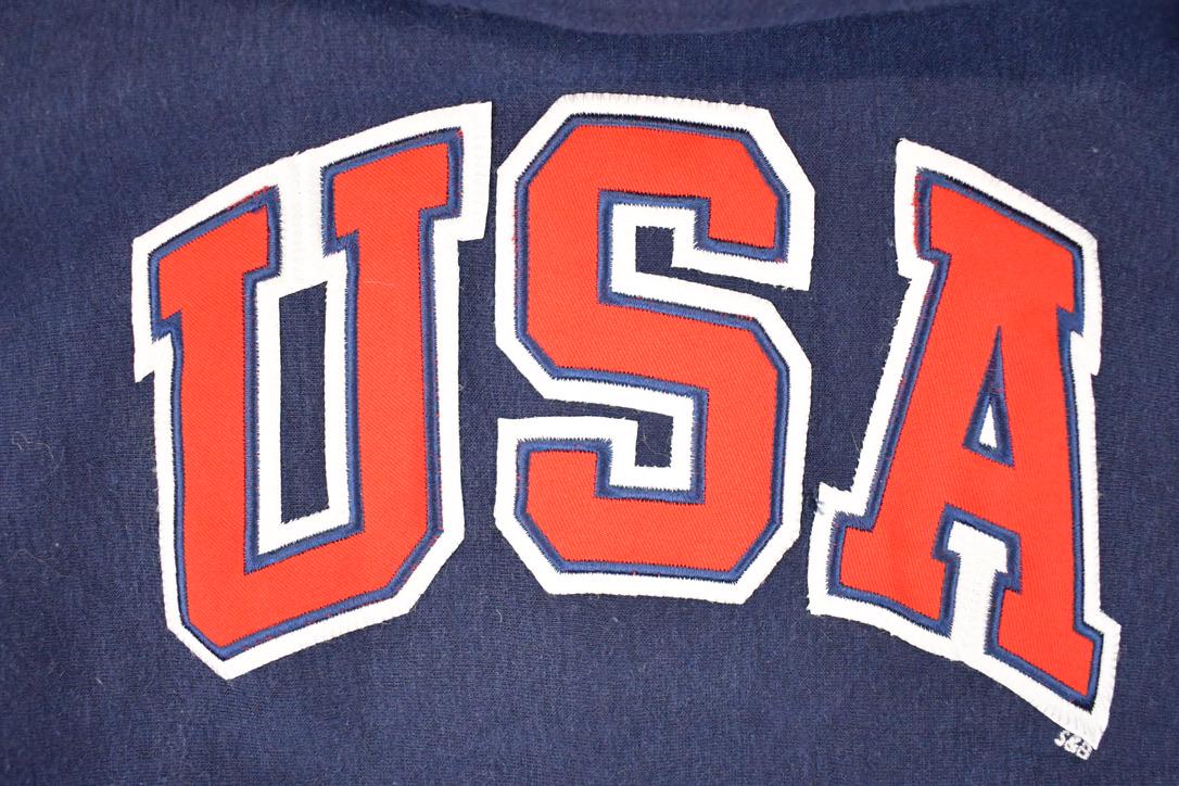 Vintage 1990s USA Steve And Barry's Embroidered Hoodie Sweatshirt Youth L