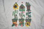 Vintage 1990s Cute Potted Plant Grandma Style Crewneck Sweater Made In USA