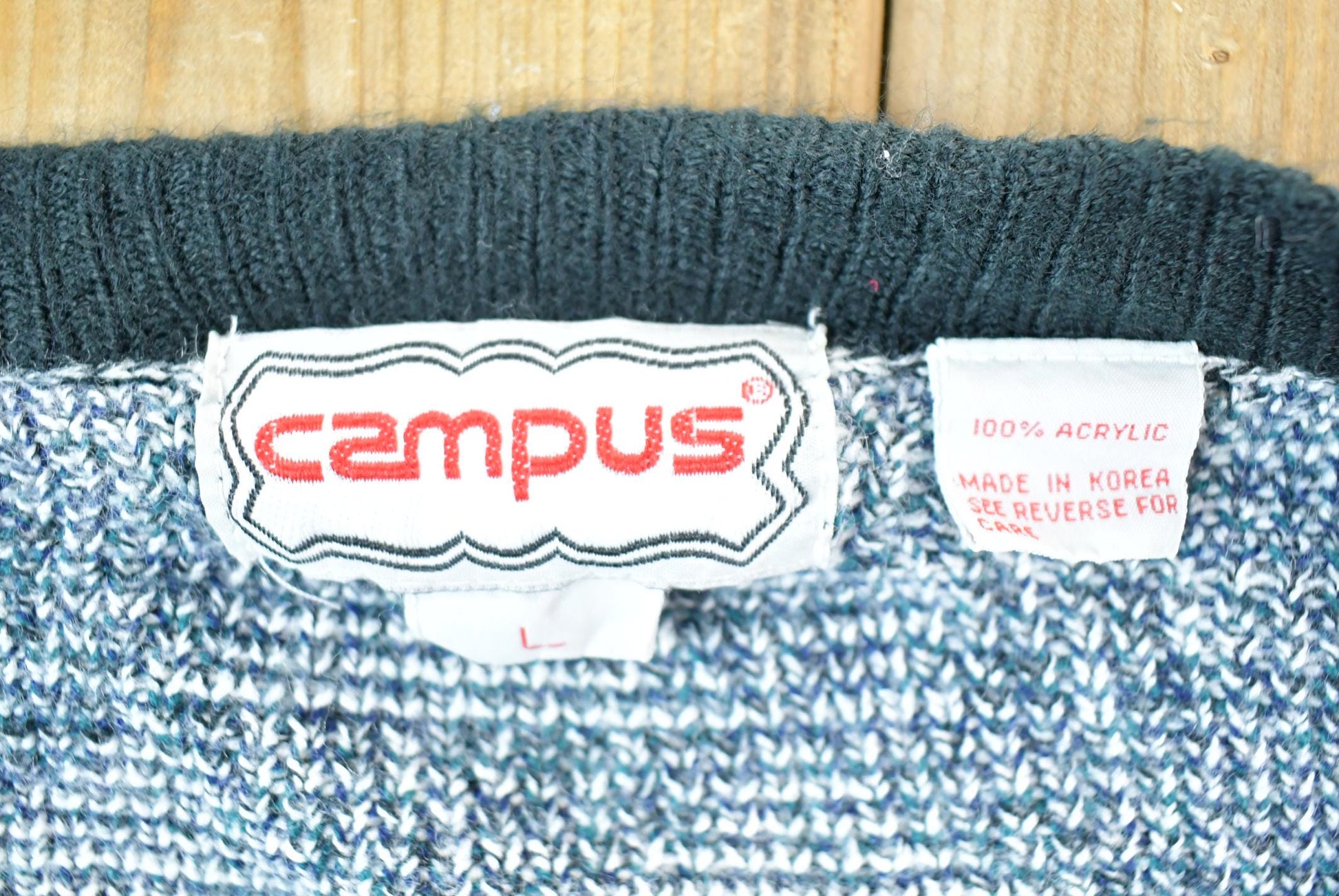 Vintage 1990s Campus Abstract Pattern Quarter Button Knit Cardigan Sweater