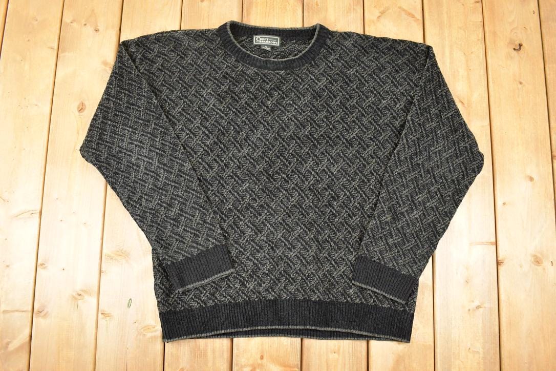 Vintage 1990s Croft & Barrow Abstract Knit Crewneck Sweater Men's L