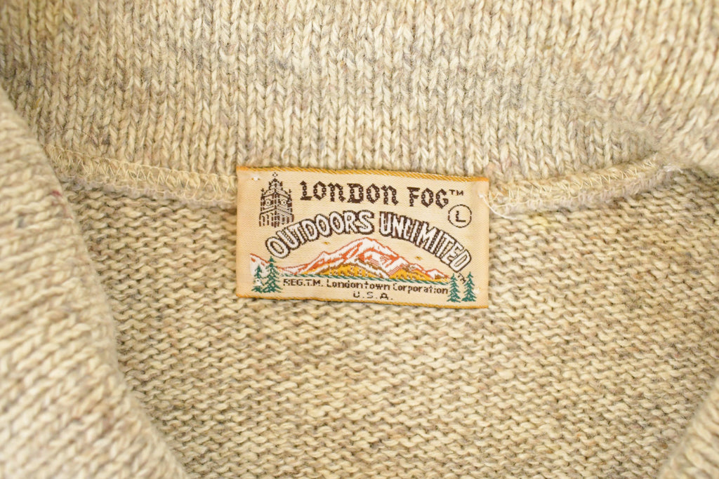 Vintage 1990s London Fog Knit Mock Neck Sweater Mens L / 90s Knitted Sweatshirt / Vintage Preppy Knits