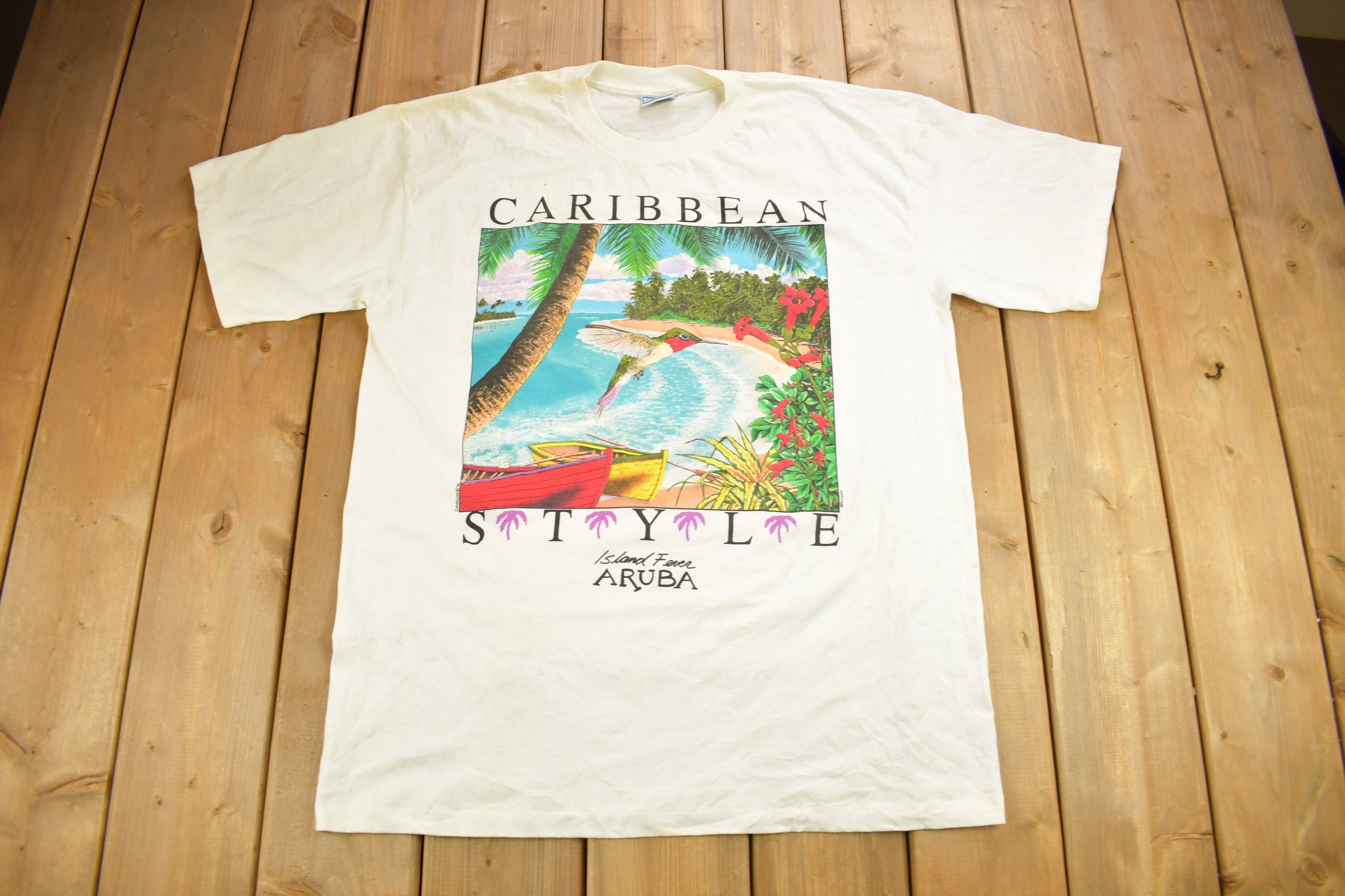 Vintage 1995 Caribbean Style Graphic Souvenir T Shirt