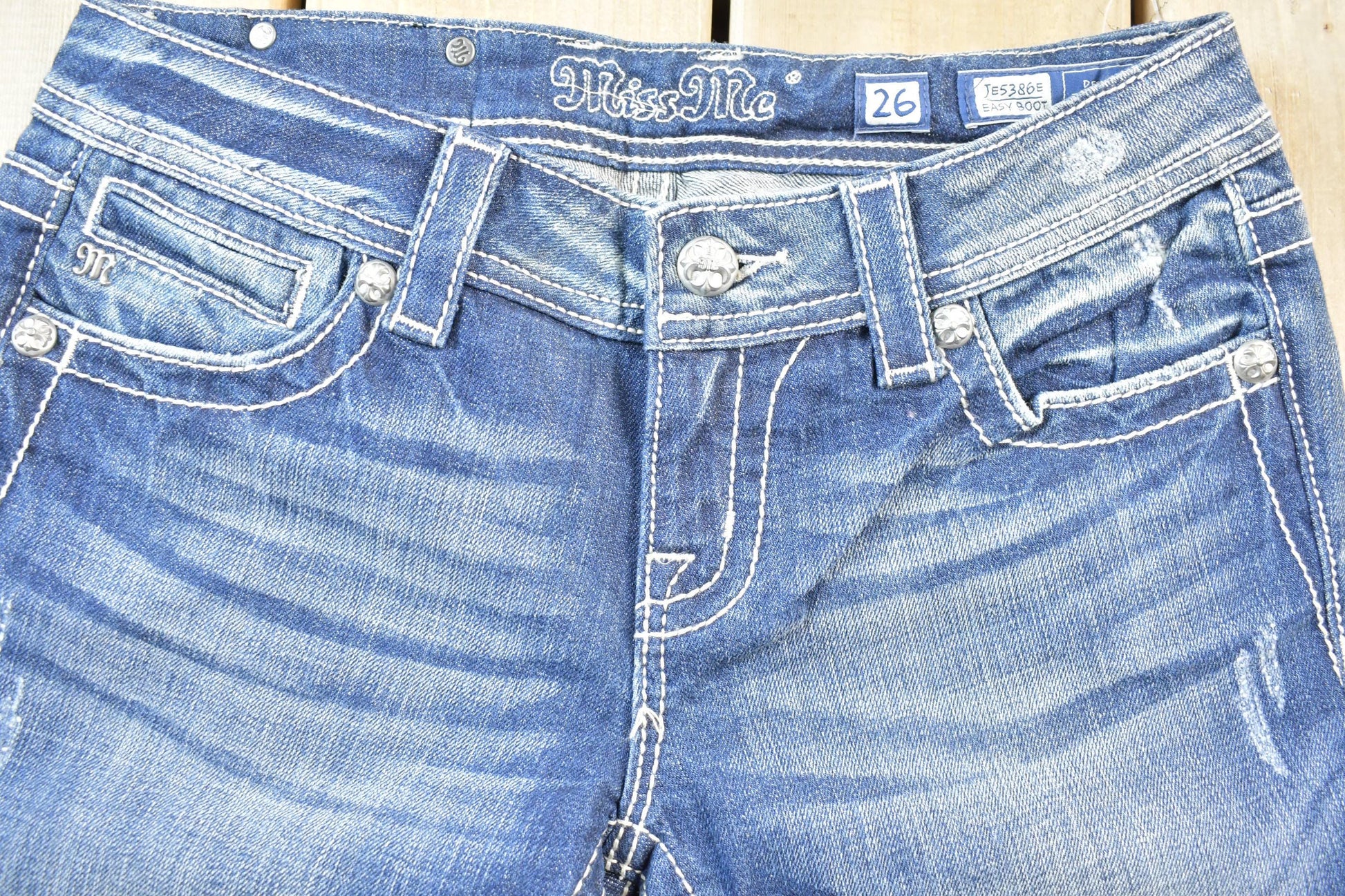 Vintage Y2K Miss Me Bedazzled Low Rise Jeans Size 26x32.5