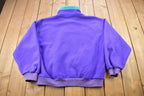 Vintage 1990s Cabin Creek Blank Purple Fleece Zip Up Sweater