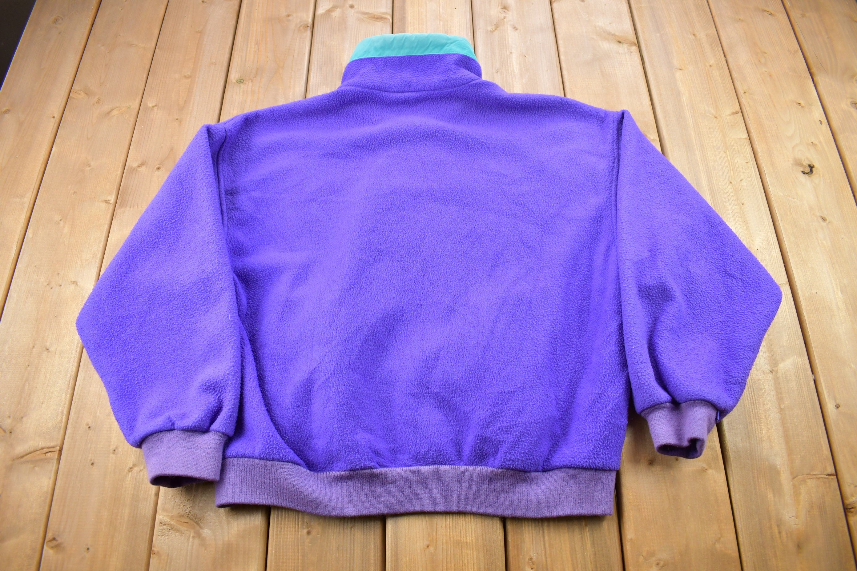 Vintage 1990s Cabin Creek Blank Purple Fleece Zip Up Sweater