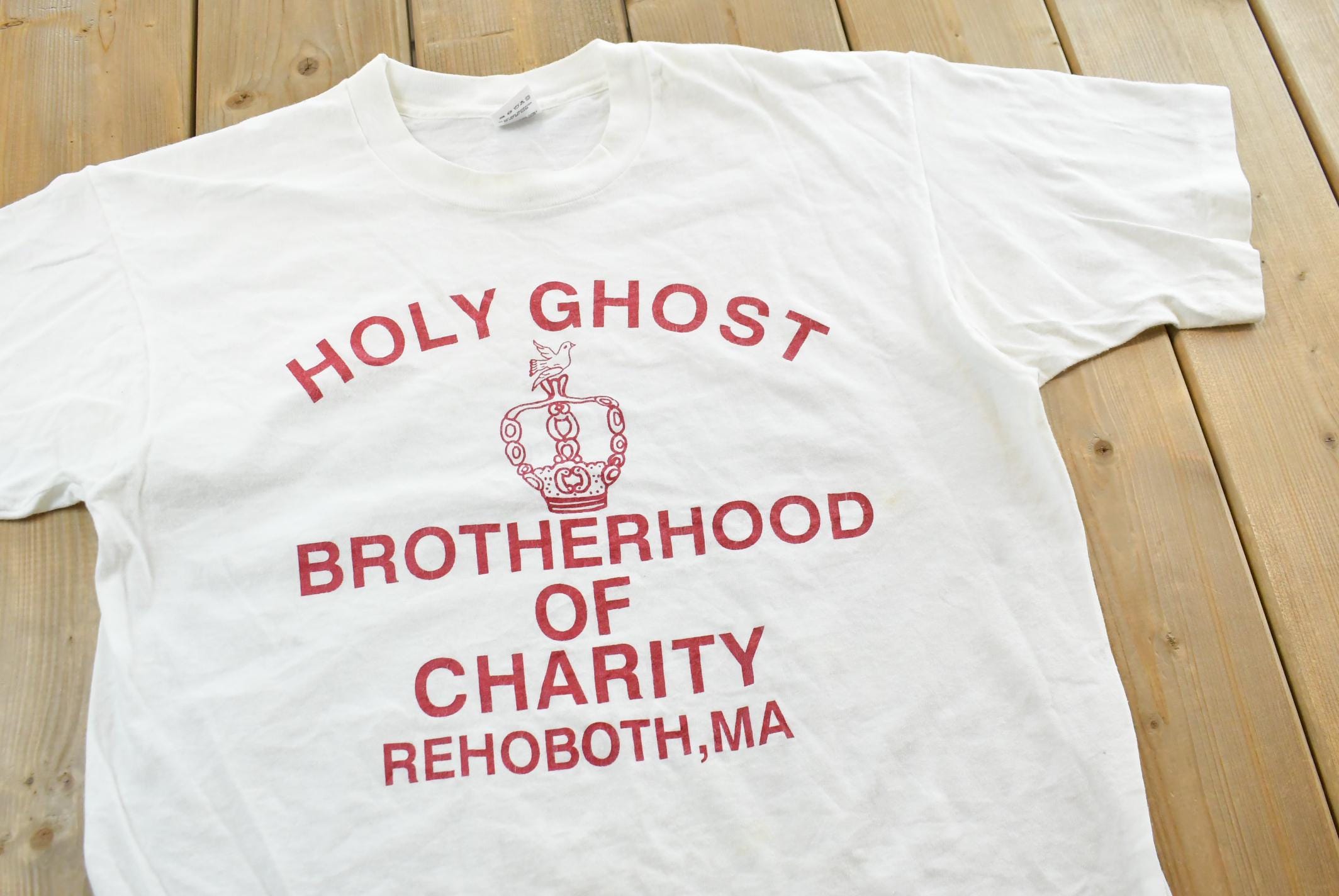 Vintage 1990s Holy Ghost Brotherhood of Charity Massachusetts T-Shirt Mens L  Single Stitch  Made In USA  90s Graphic Tee  Religious