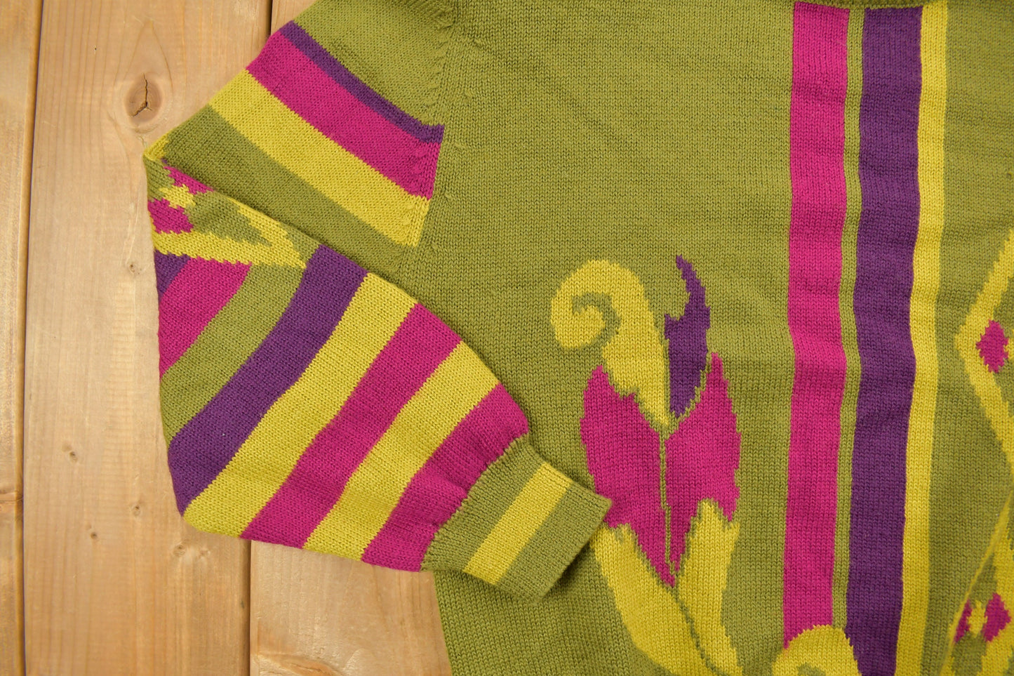 Vintage 1970s Mister Leonard Abstract Knit Crewneck Sweater / Vintage 90s Crewneck / All Over Pattern / Colourful / Abstract Pattern