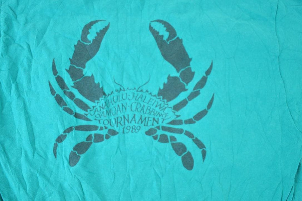 Vintage 1989 Samoan Crabbing Tournament Souvenir Single Stitch Graphic Print T-Shirt Made In USA