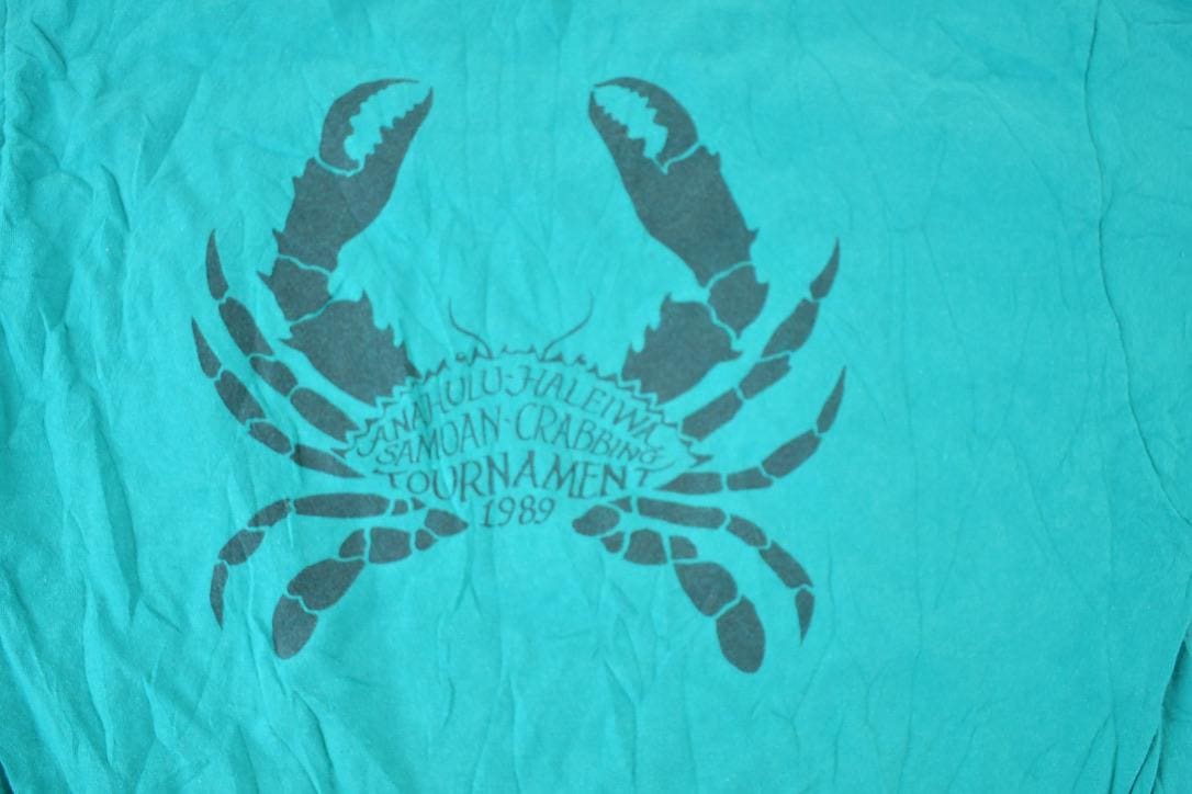 Vintage 1989 Samoan Crabbing Tournament Souvenir Single Stitch Graphic Print T-Shirt Made In USA
