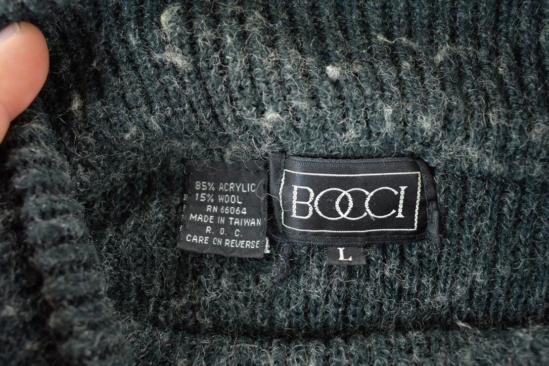 Vintage 1990s Bocci Wool Knit Abstract Pattern Crewneck Sweater