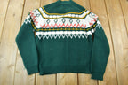 Vintage 1980s Lapplander Ski Theme Knit Cardigan Sweater /