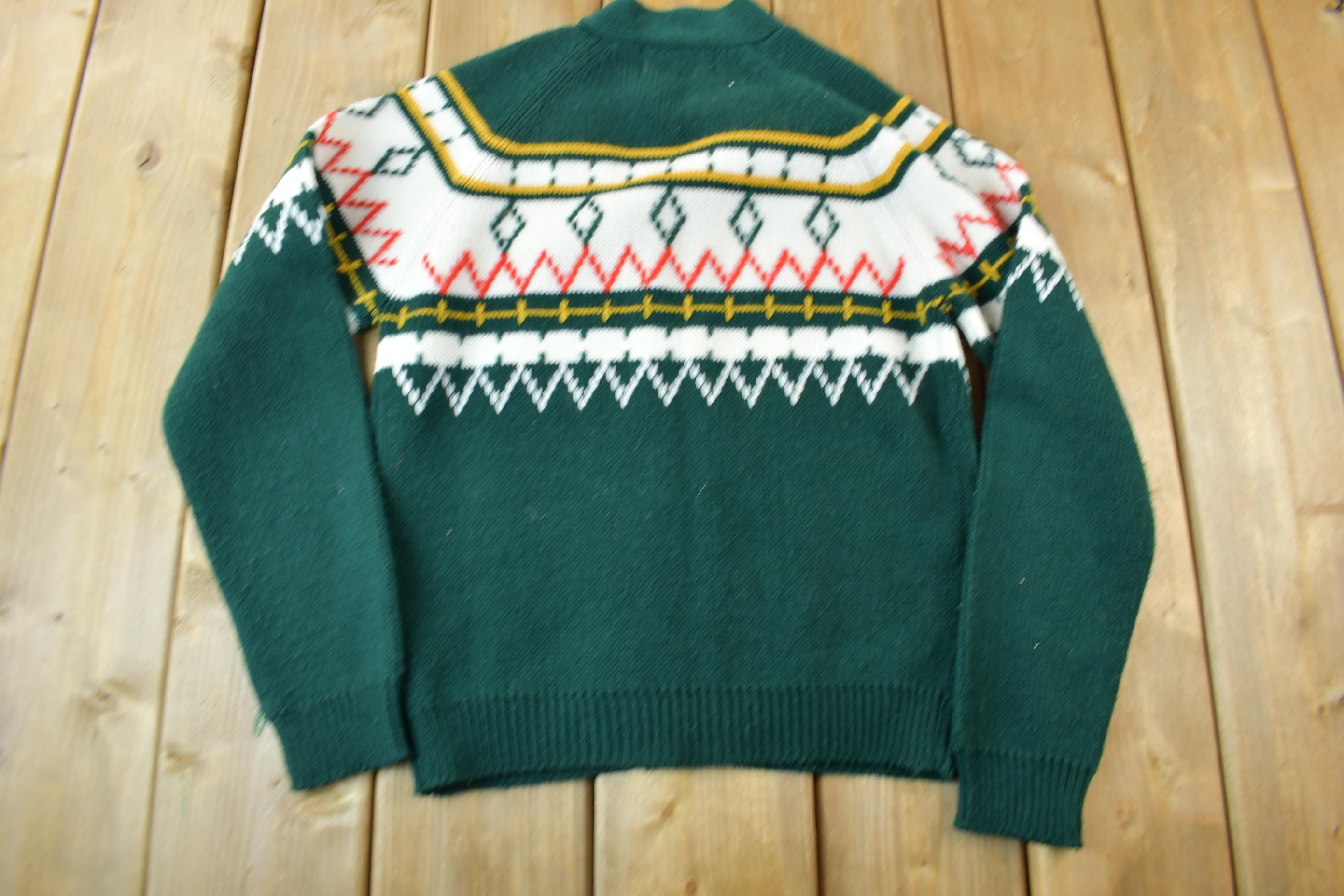 Vintage 1980s Lapplander Ski Theme Knit Cardigan Sweater /