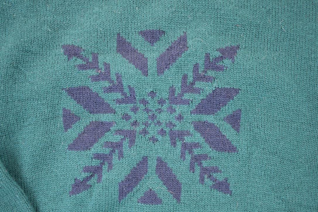Vintage 1990s Pendleton Snowflake Wool Cable Knit Crewneck Sweater Men's L